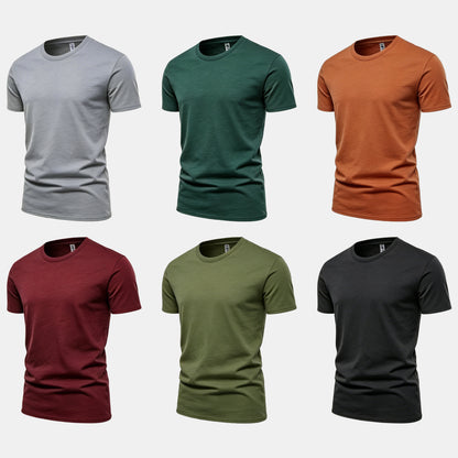 Unisex Solid 6-Pack Crew Neck（Comet/Midnight Teal/Cinnamon Stick/Rich Wine/Surplus Green/Black)