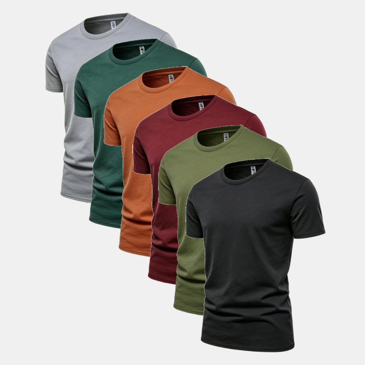 Unisex Solid 6-Pack Crew Neck（Comet/Midnight Teal/Cinnamon Stick/Rich Wine/Surplus Green/Black)