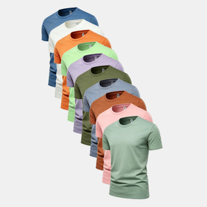 Unisex Solid 10-Pack Crew Neck（Dark Pool/White/Desert Orange/Keywest/Soft Violet/Surplus Green/Steel/Cinnamon Stick/Cupid/Stone Blue)