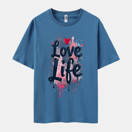 'Love Life' Print Short Sleeve Crew Neck T-shirt