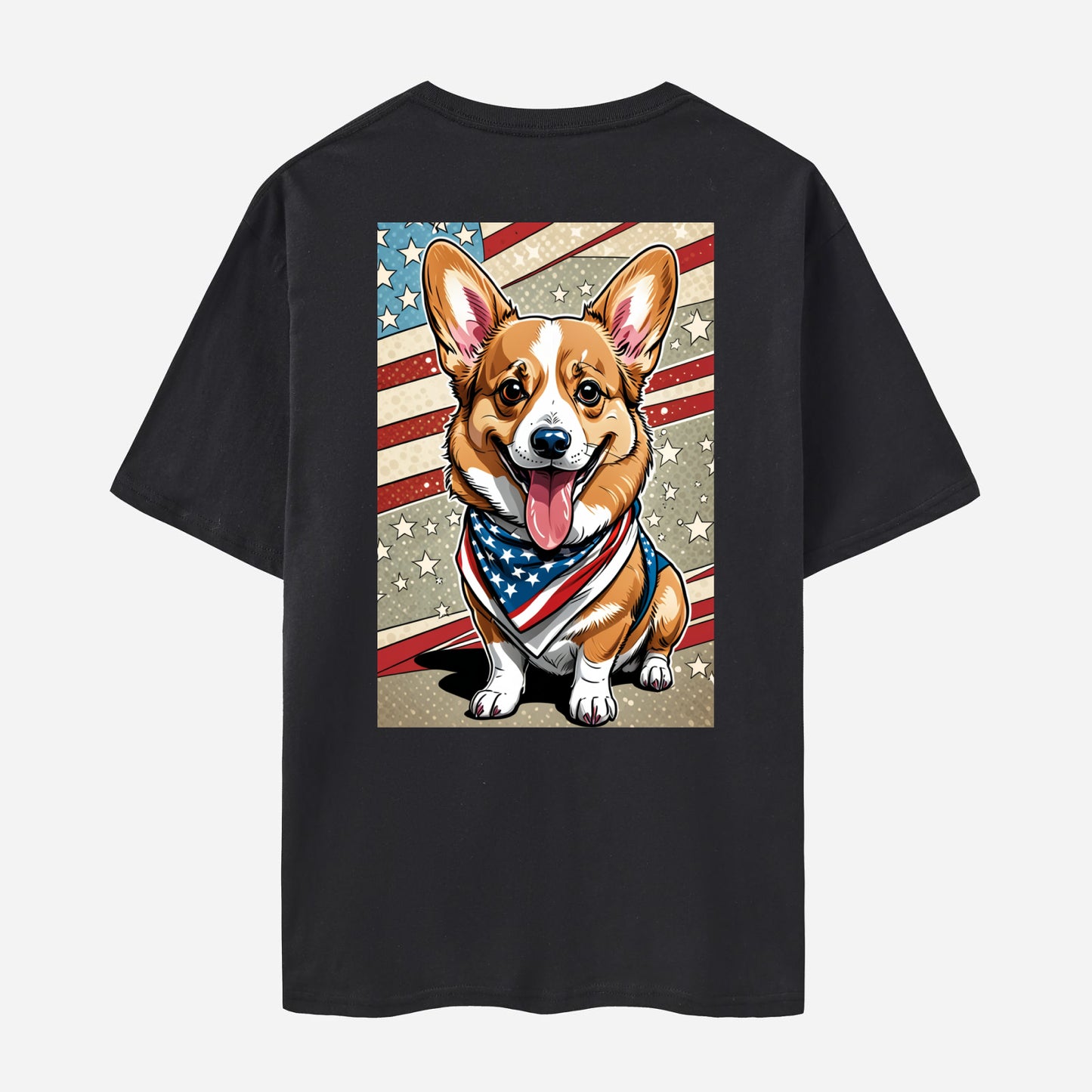 Dog Print Short Sleeve Crew Neck T-shirt