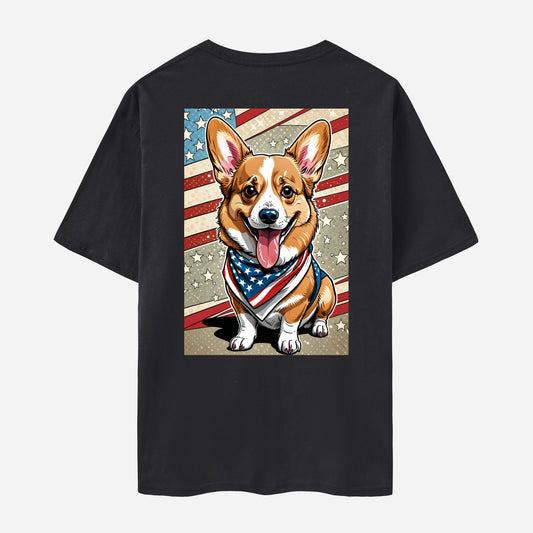 Dog Print Short Sleeve Crew Neck T-shirt