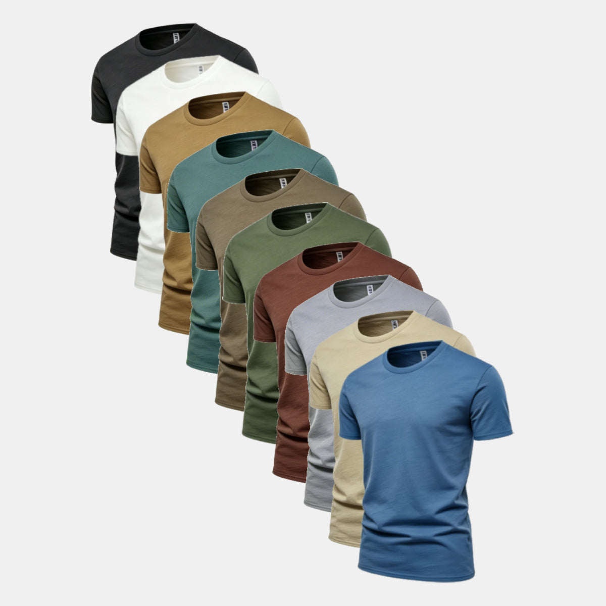 Unisex Solid 10-Pack Crew Neck（Black/White/Camel Brown/Cloud Burst/Iron/Mosstone/Spice/Comet/Fossil Heather/Dark Pool）