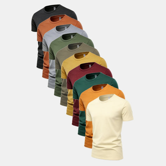 S-2XL Unisex Solid 10-Pack Crew Neck（Black/Cinnamon Stick/Comet/Surplus Green/Iron/Light Camel/Rich Wine/Spruce Green/Gold Amber/Chalk）