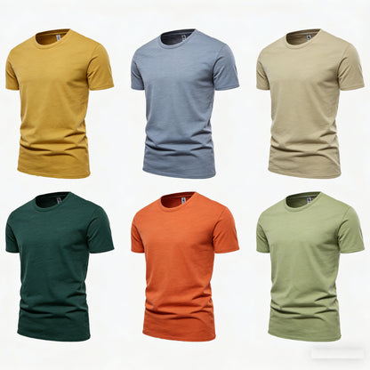 Unisex Solid 6-Pack Crew Neck（Light Camel/Comet/Fossil Heather/Midnight Teal/Tuscan/Safari)