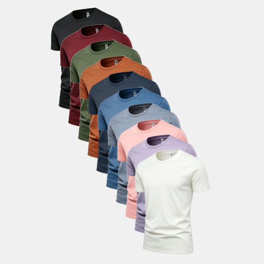 Unisex Solid 10-Pack Crew Neck（Black/Rich Wine/Surplus Green/Cinnamon Stick/Columbia Navy/Dark Pool/Steel/Cupid/Soft Violet/White）