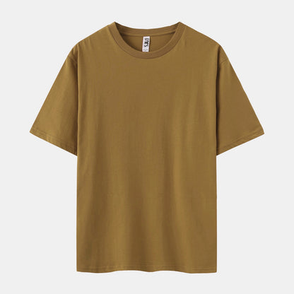 Unisex Solid Camel Brown Crew Neck