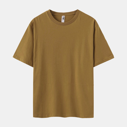Unisex Solid Camel Brown Crew Neck