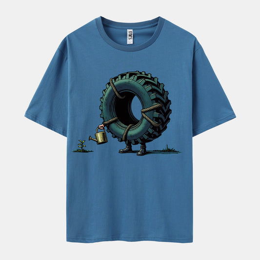 'Tire Gardener' Print Short Sleeve Crew Neck T-shirt