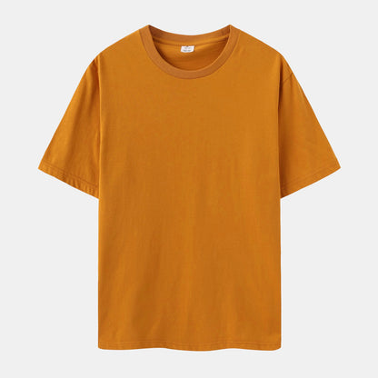 Unisex Solid Gold Amber Crew Neck