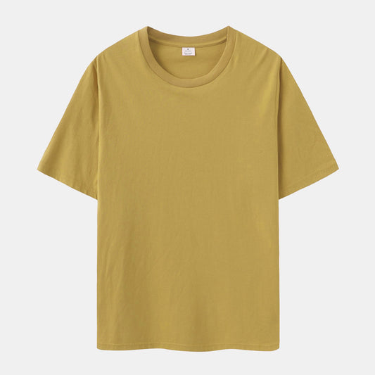 Unisex Solid Light Camel Crew Neck
