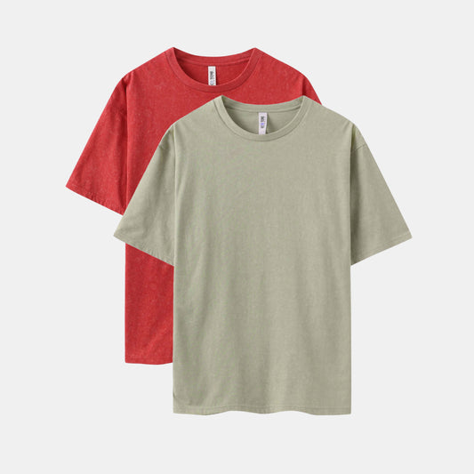 MineraI Wash Crew Neck 2-Pack (Cement/Ruby)