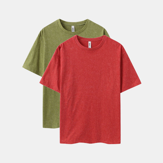 MineraI Wash Crew Neck 2-Pack (Moss/Ruby)