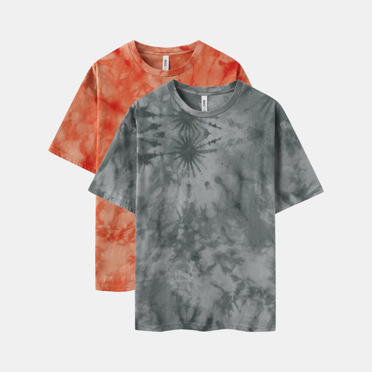 CrystaI Wash Crew Neck 2-Pack (Tangerine/Gray)