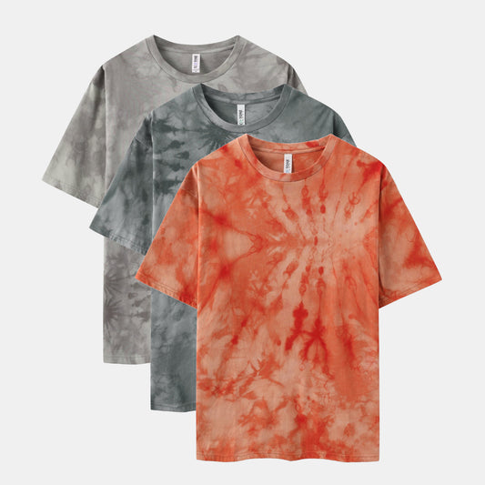 CrystaI Wash Crew Neck 3-Pack (Tangerine/CharcoaI/Gray)