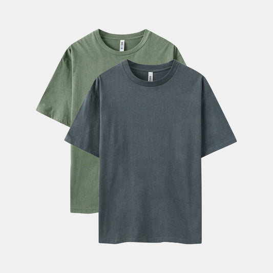 Vintage Wash Crew Neck 2-Pack（Sage/CharcoaI）