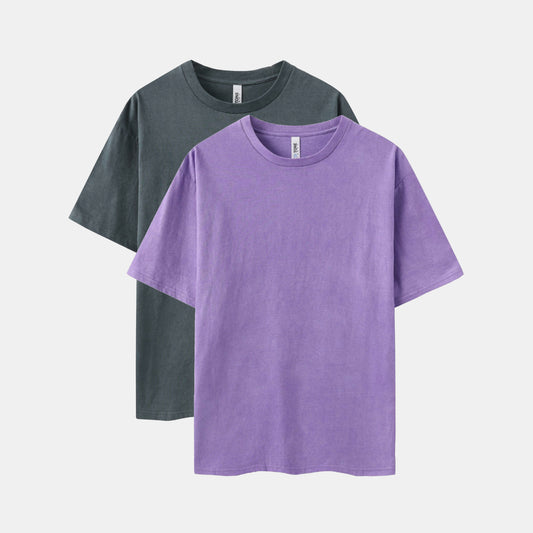 Vintage Wash Crew Neck 2-Pack（Lavender/CharcoaI）
