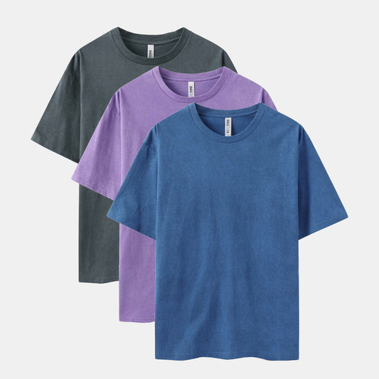 Vintage Wash Crew Neck 3-Pack（Ocean/Lavender/CharcoaI）