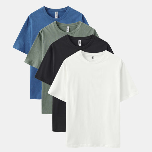 Vintage Wash & Solid Crew Neck 4-Pack (Ocean/Sage/Black/White)