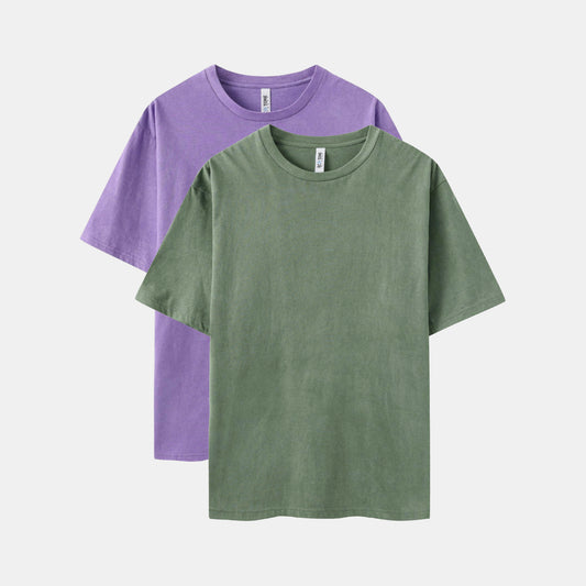 Vintage Wash Crew Neck 2-Pack（Lavender/Sage）