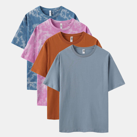 Sky Wash & Solid Crew Neck 4-Pack (Indigo/Deep Pink/Cinnamon Stick/Steel)