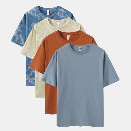 Sky Wash & Solid Crew Neck 4-Pack (Indigo/Khaki/Cinnamon Stick/Steel)
