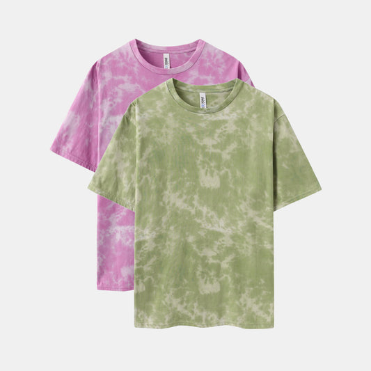 Sky Wash Crew Neck 2-Pack (Deep Pink/OIive)