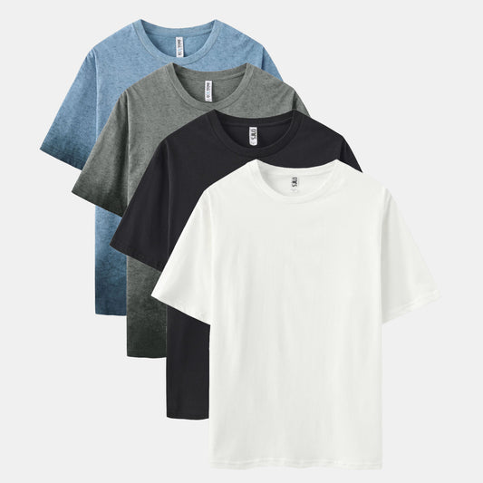 Ombre & Solid Crew Neck 4-Pack (Navy/Dark Charcoal/Black/White)