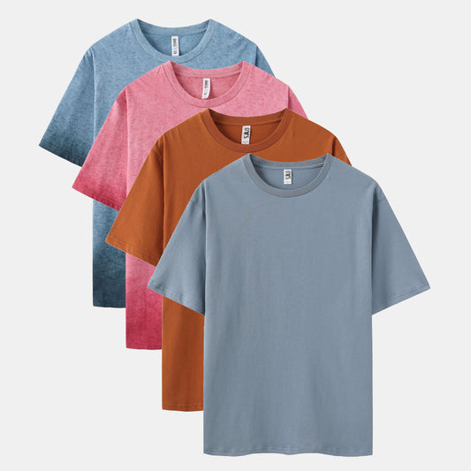 Ombre & Solid Crew Neck 4-Pack (Navy/Red/Cinnamon Stick/Steel)