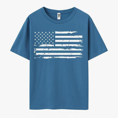 Flag Print Short Sleeve Crew Neck T-shirt
