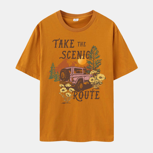 'Take The Scenic Route' Crew Neck T-shirt