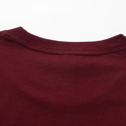 Unisex Solid Rich Wine Crew Neck