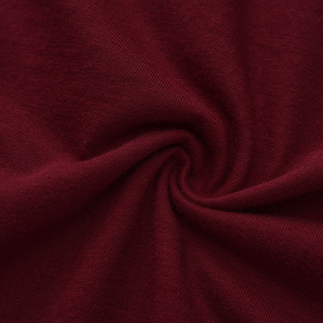 Unisex Solid Rich Wine Crew Neck