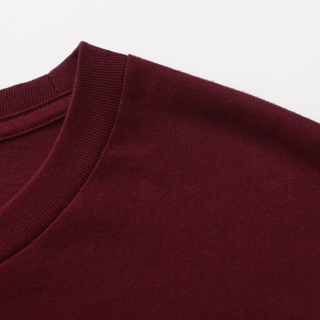 Unisex Solid Rich Wine Crew Neck