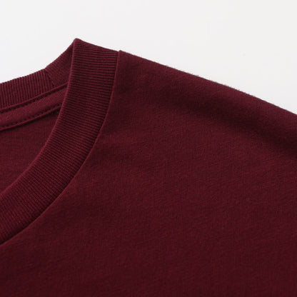 Unisex Solid Rich Wine Crew Neck