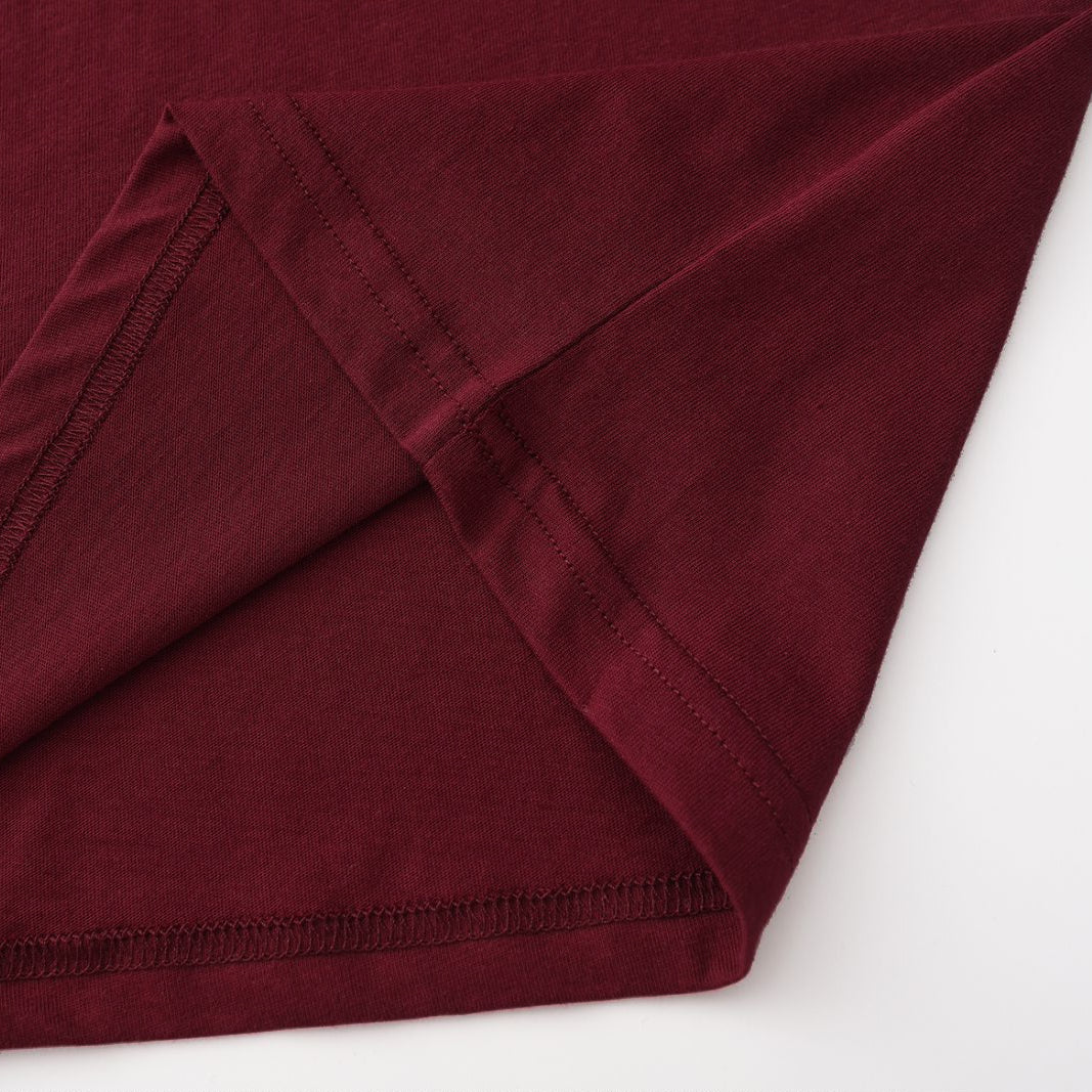 Unisex Solid Rich Wine Crew Neck