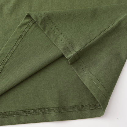 Unisex Solid Surplus Green Crew Neck