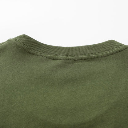Unisex Solid Surplus Green Crew Neck