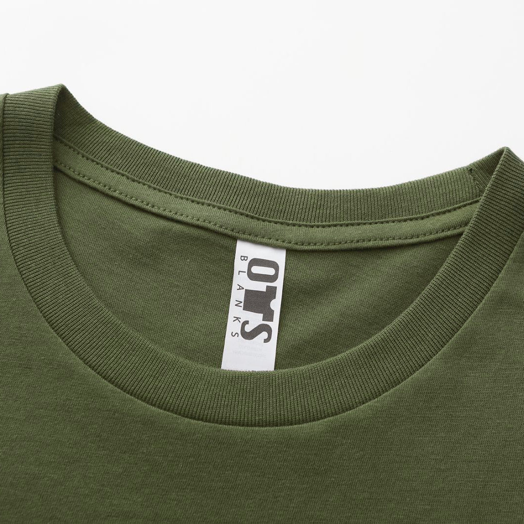 Unisex Solid Surplus Green Crew Neck