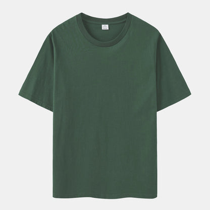 Unisex Solid Thyme Green Crew Neck