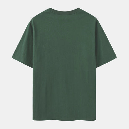 Unisex Solid Thyme Green Crew Neck