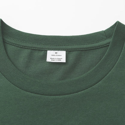 Unisex Solid Thyme Green Crew Neck