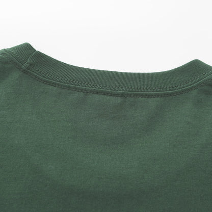 Unisex Solid Thyme Green Crew Neck