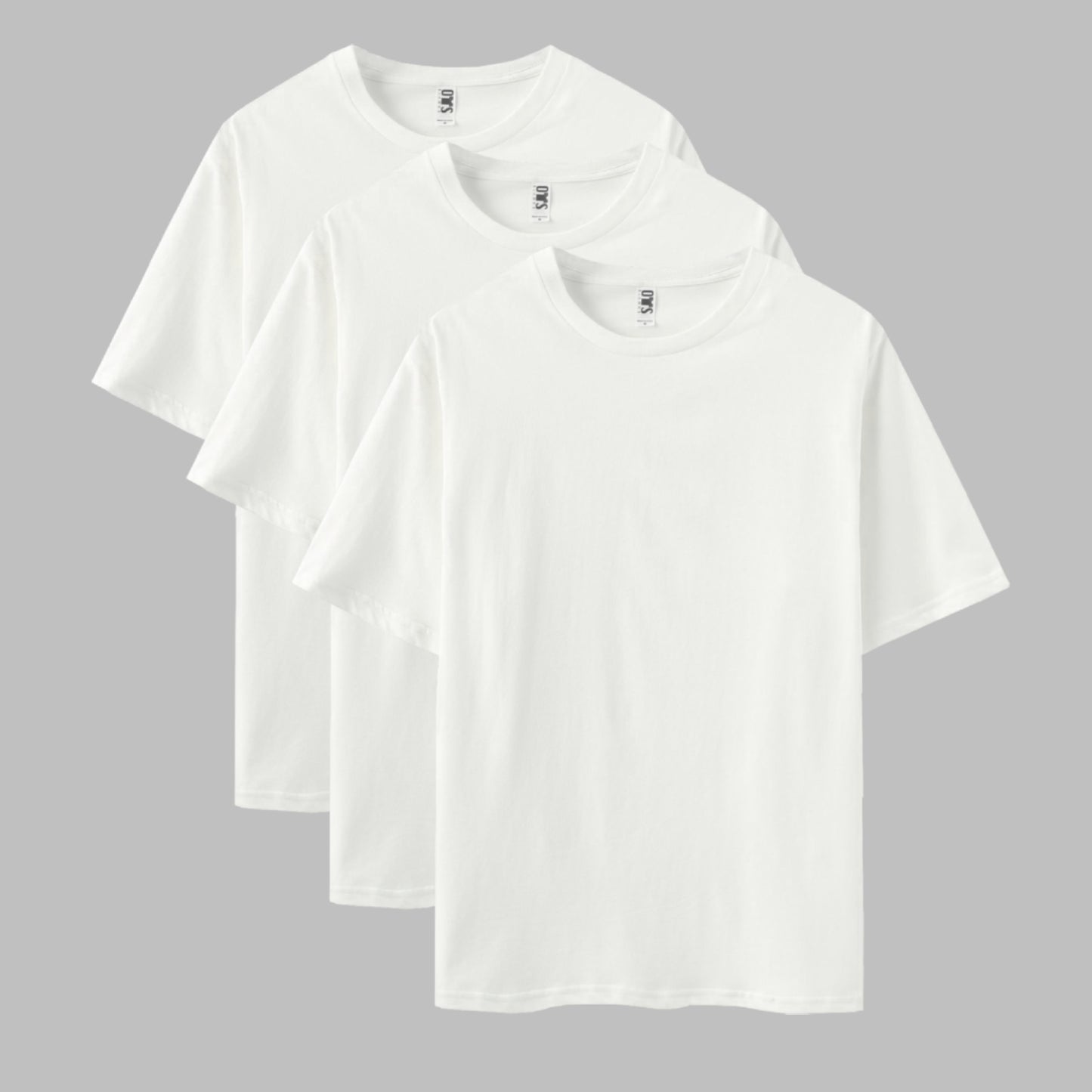 Solid All White 3-Pack Crew Neck