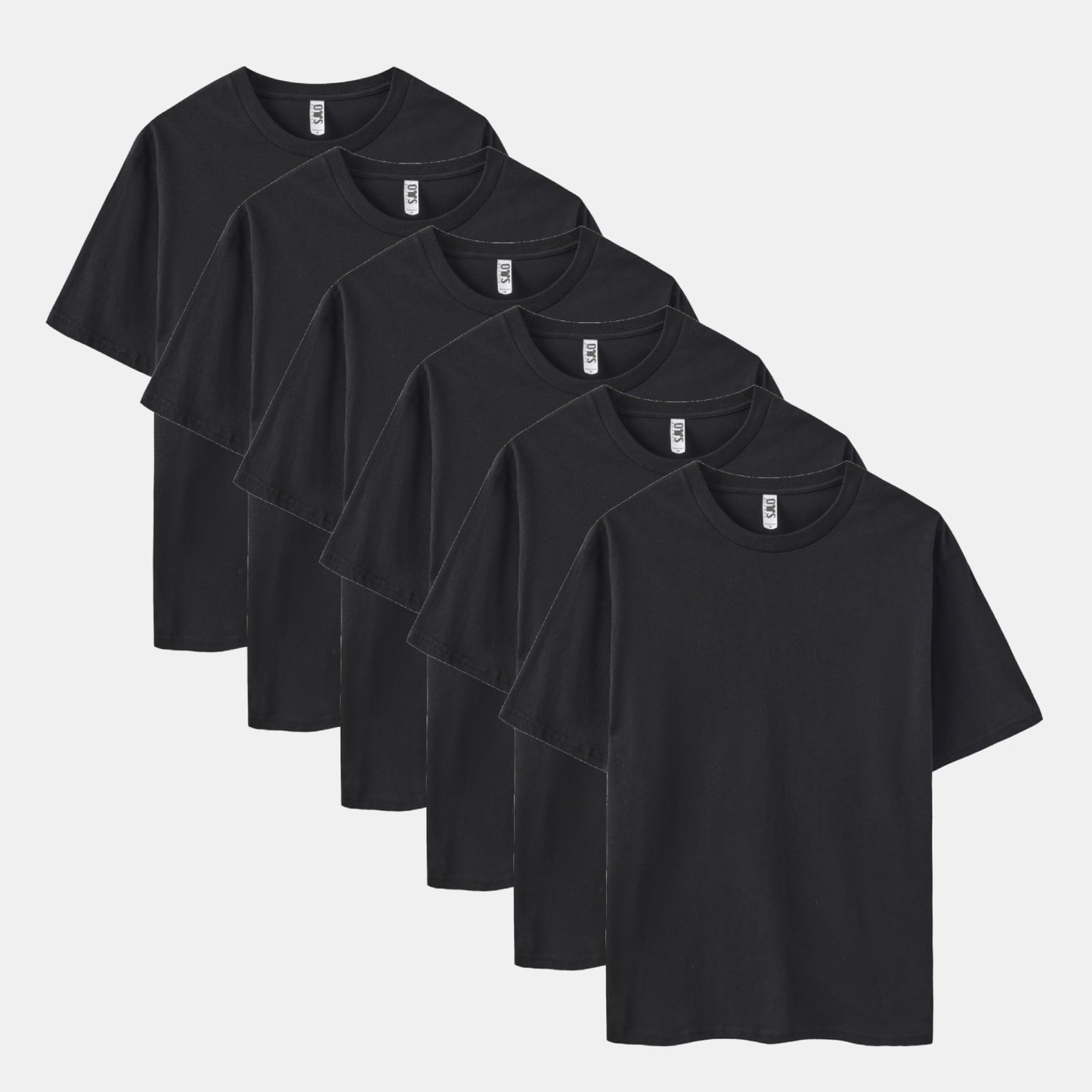 Unisex Solid All Black 6-Pack Crew Neck