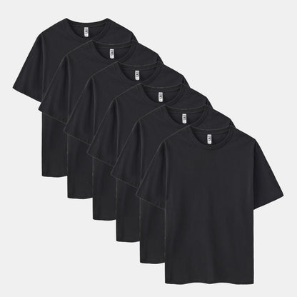 Unisex Solid All Black 6-Pack Crew Neck