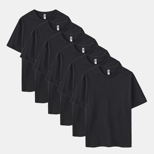 Solid All Black 6-Pack Crew Neck