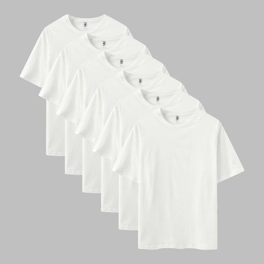 Solid All White 6-Pack Crew Neck
