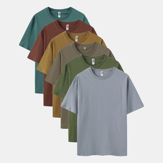 Unisex Solid 6-Pack Crew Neck（Cloud Burst/Spice/Camel Brown/Iron/Mosstone/Comet)