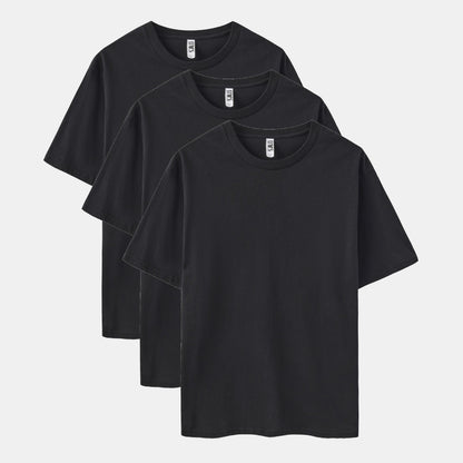 Solid All Black 3-Pack Crew Neck